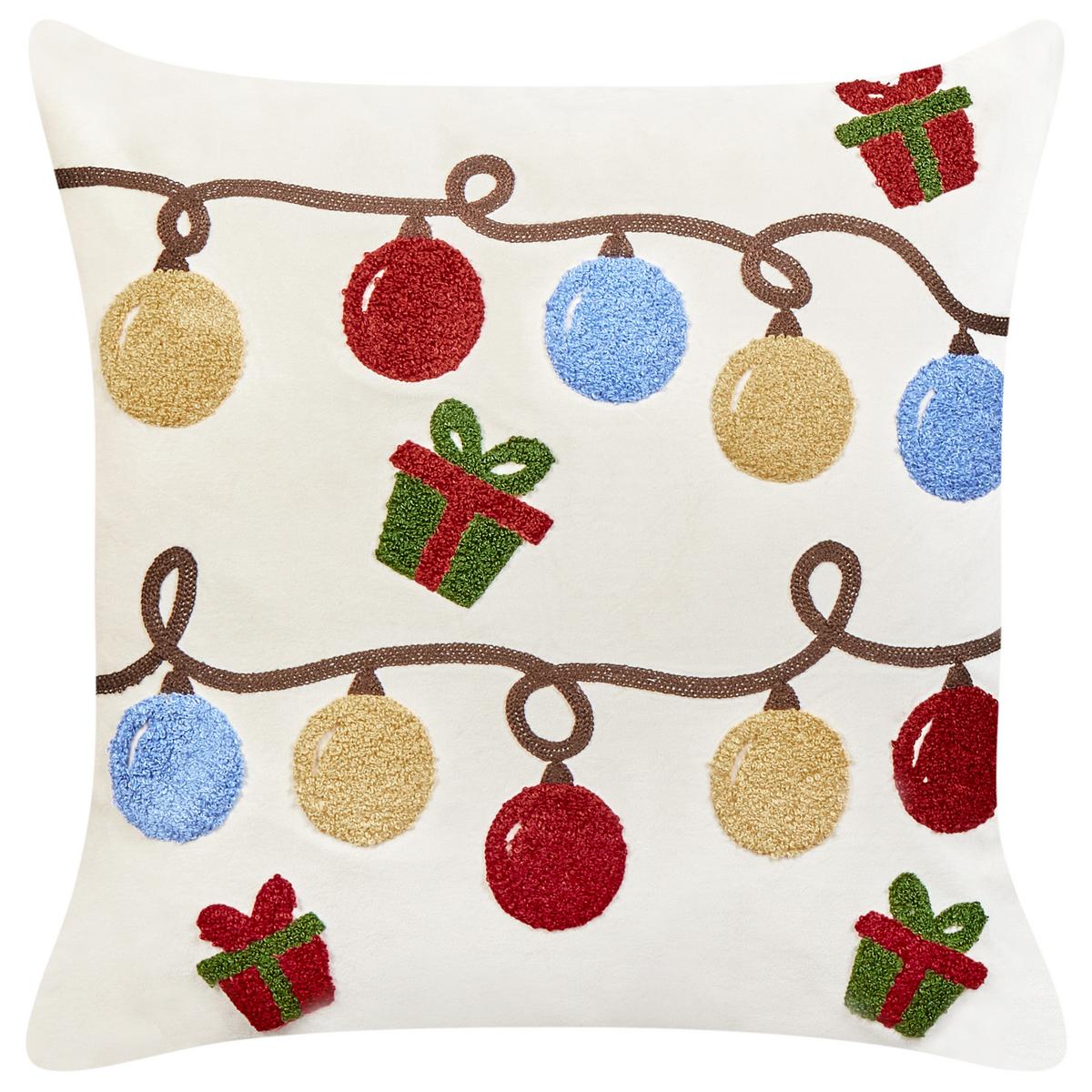 DEKOKISSEN 2er-Set Cremeweiß 45/45 cm Palmier - Blau/Gelb, Textil (45/45cm) - Beliani