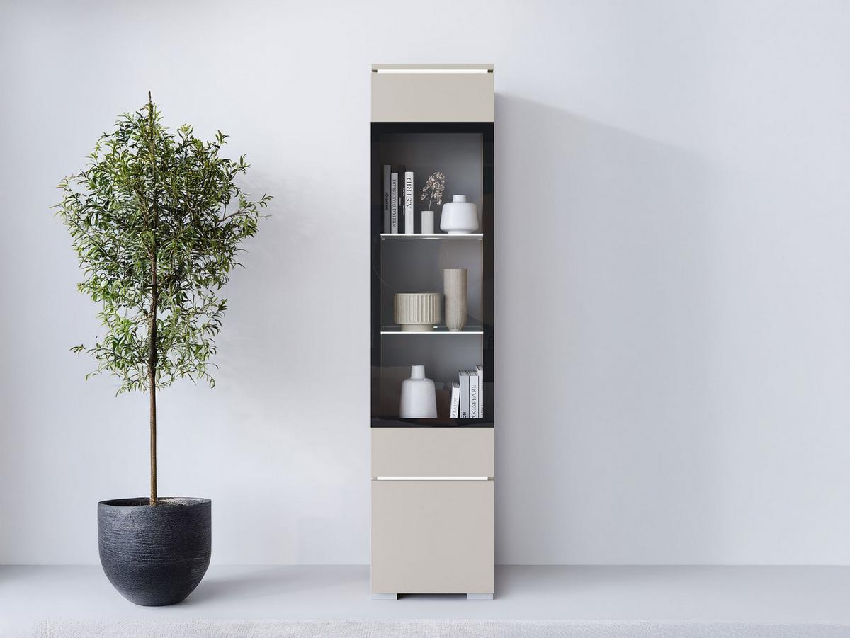 HÄNGEVITRINE Vera 002 mit LED Beleuchtung - Kaschmir/Alufarben, Holzwerkstoff/Kunststoff (30/130/33cm) - MIRJAN24