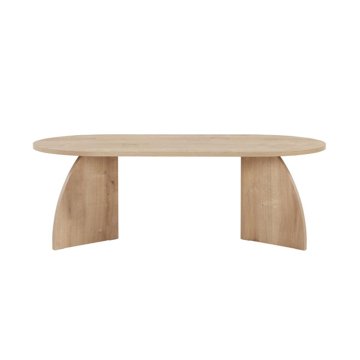 COUCHTISCH mit ovaler Tischplatte und geschwungenen Beinen 120/60/40 cm - Eichefarben, Holzwerkstoff (6.8/60/40cm) - Calicosy