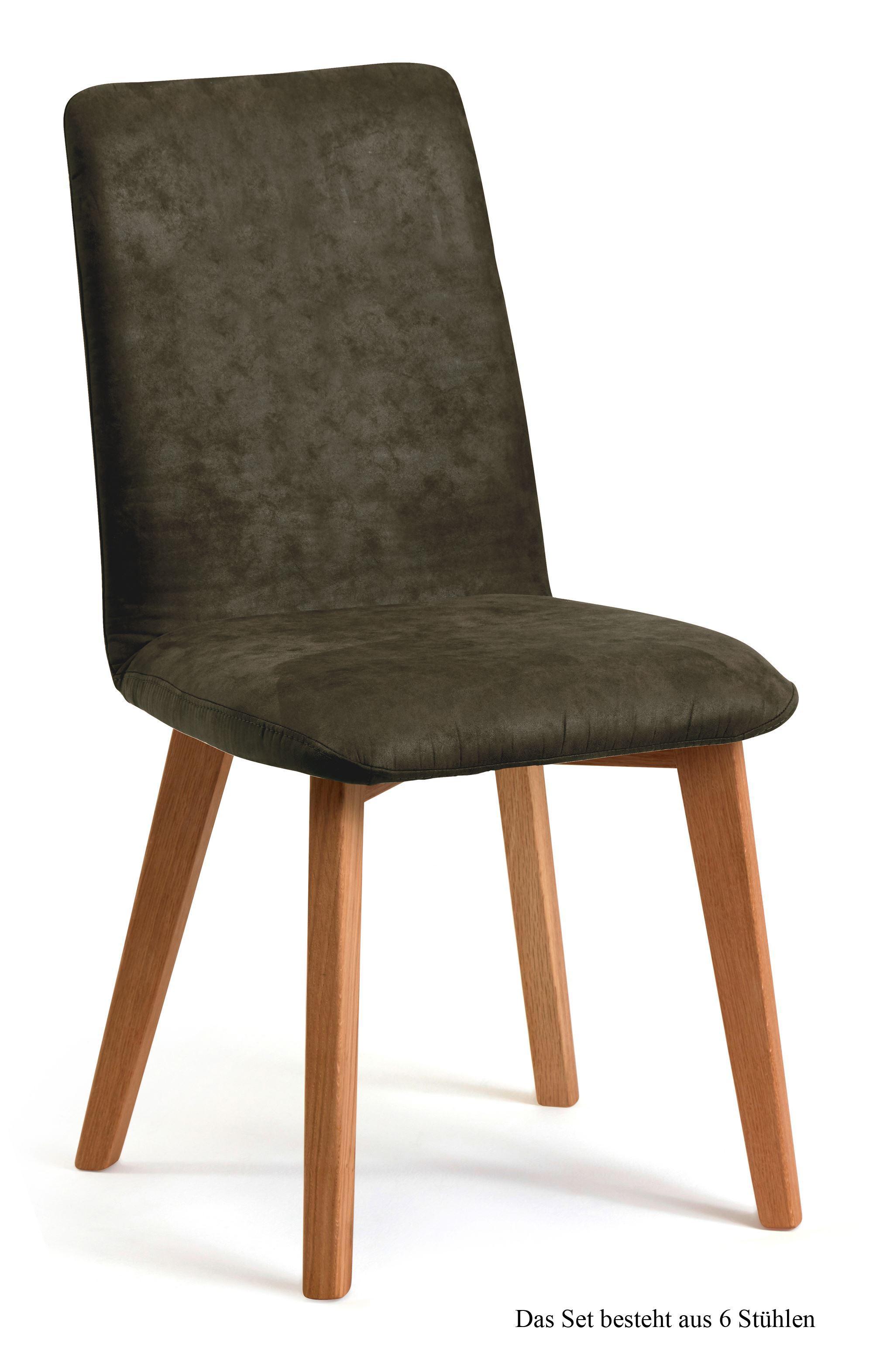 ESSZIMMERSTUHL (6er-Set) Darci 47x92x60 Eiche geölt/Khaki - Dunkelgrün/Eichefarben, Kunststoff (60/92/47cm) - 58aufmkessel