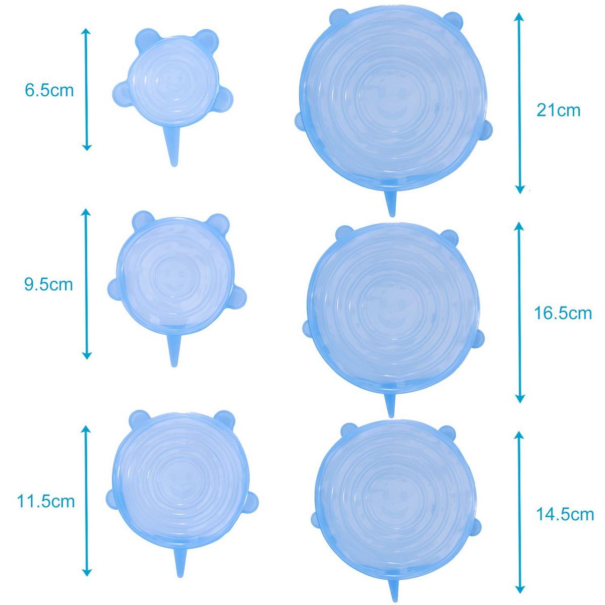 SILIKONABDECKUNG Universal 6x Frischhaltedeckel - Blau, Kunststoff (20.3/2/20.3cm) - Intirilife