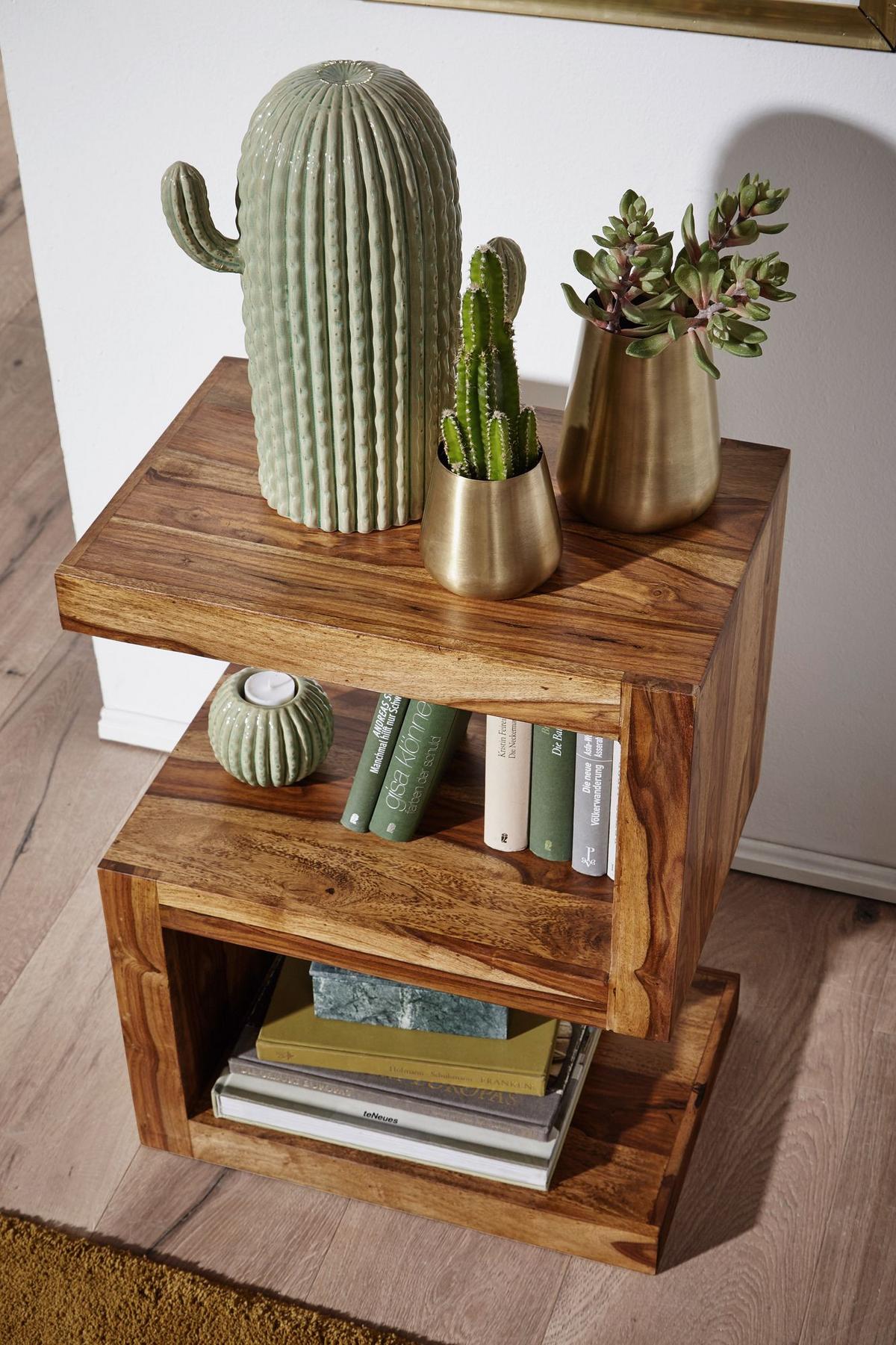 BEISTELLTISCH Massivholz S Cube Landhausstil Design MUMBAI, Dunkelbraun 30x44x60 cm - Dunkelbraun/Braun, Holz (44/30/60cm) - KADIMA DESIGN