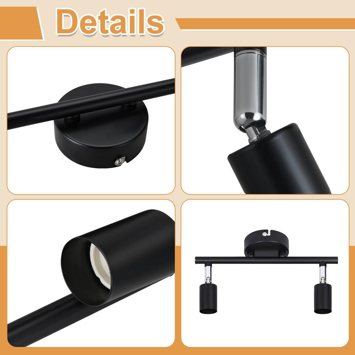 DECKENSTRAHLER Pilz 2-flammig 25/8/14 cm - Schwarz, Metall (25/8/14cm) - Nettlife