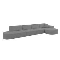 ECKSOFA Ottomane Rechts MARI-L3 - 413x171x79 cm Grau Velours - Schwarz/Grau, Holzwerkstoff/Kunststoff (171/413cm) - ALTDECOR