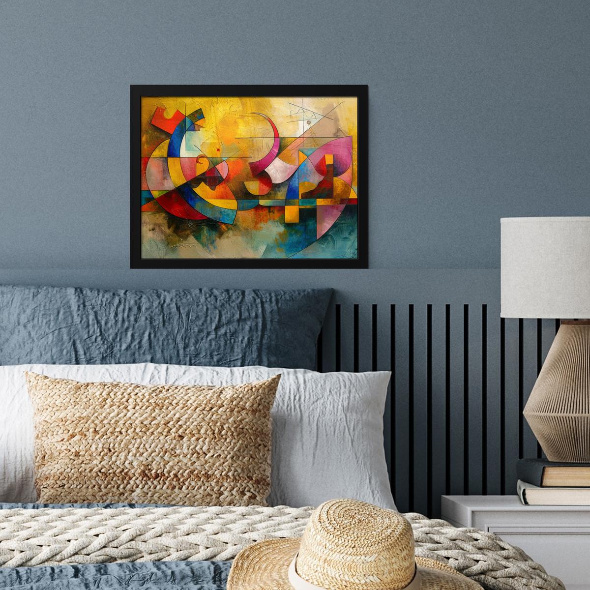 POSTER MIT RAHMENGERAHMTES BILD Kunst - Abstrakt - Modern 40x30 cm - Gelb, Papier (40/30cm) - MuchoWow