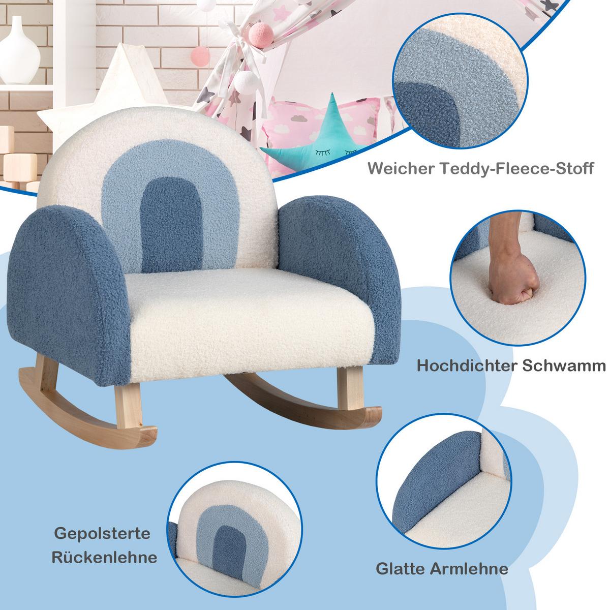 KINDERSOFA 51cm Blau - Blau, Textil (51/51/49cm) - COSTWAY