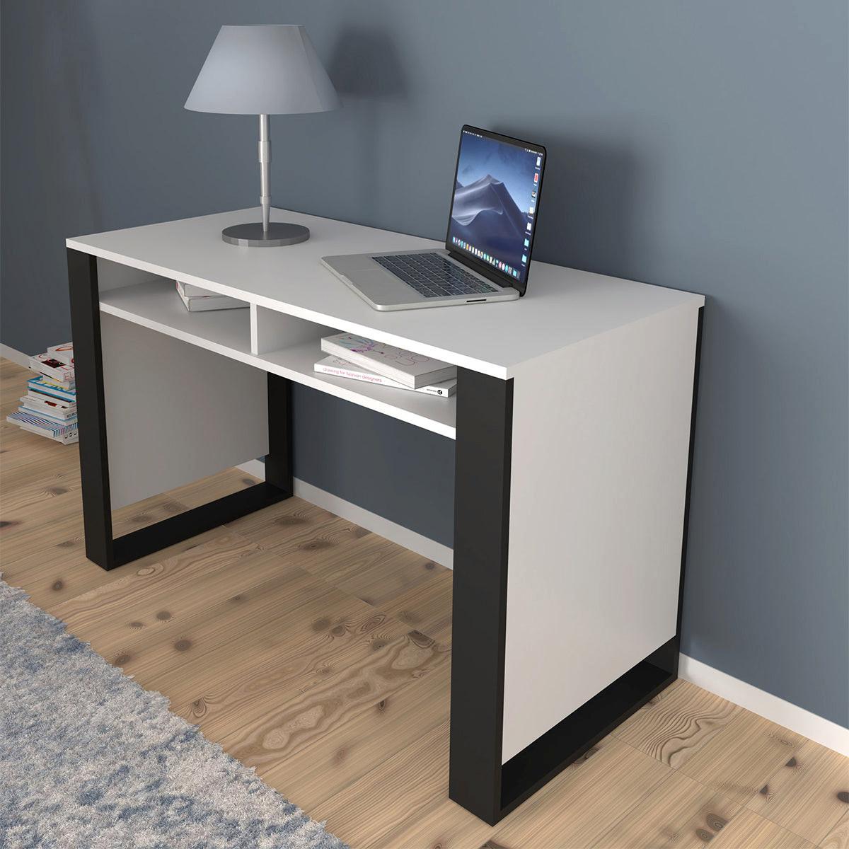 SCHREIBTISCH Gani Weiß und Mattschwarz - Weiß, Holzwerkstoff (120/55/75cm) - Petits-meubles