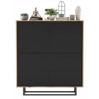 KOMMODE Apollo 4D Eiche wotan Schwarz Matt 113 cm - Schwarz, Holzwerkstoff/Metall (113/127/35cm) - Meble Lindner