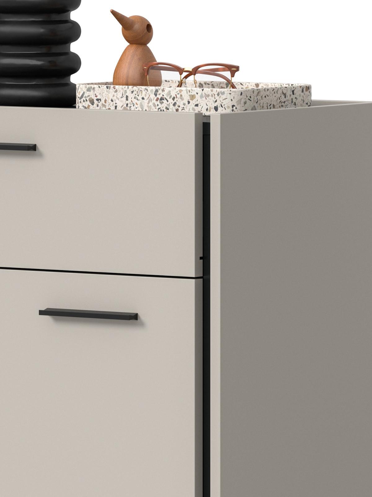 GARDEROBEN-SET 5-teilig Kaschmir 287 x 190 cm, Garderobenschränke mit Soft-Close - Kaschmir/Schwarz, Holzwerkstoff/Kunststoff (287/190/40cm) - Inn.Furn