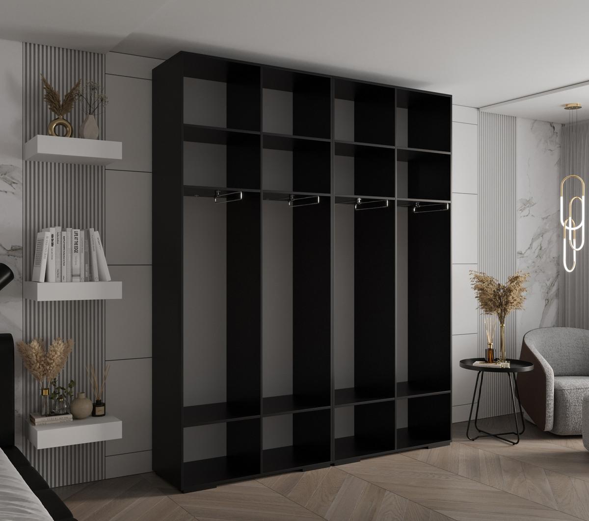 DREHTÜRENSCHRANK 236.7/200/47 4-türig - Goldfarben/Schwarz, Holz/Metall (200/236.7/47cm) - MÖBEL KRYSPOL