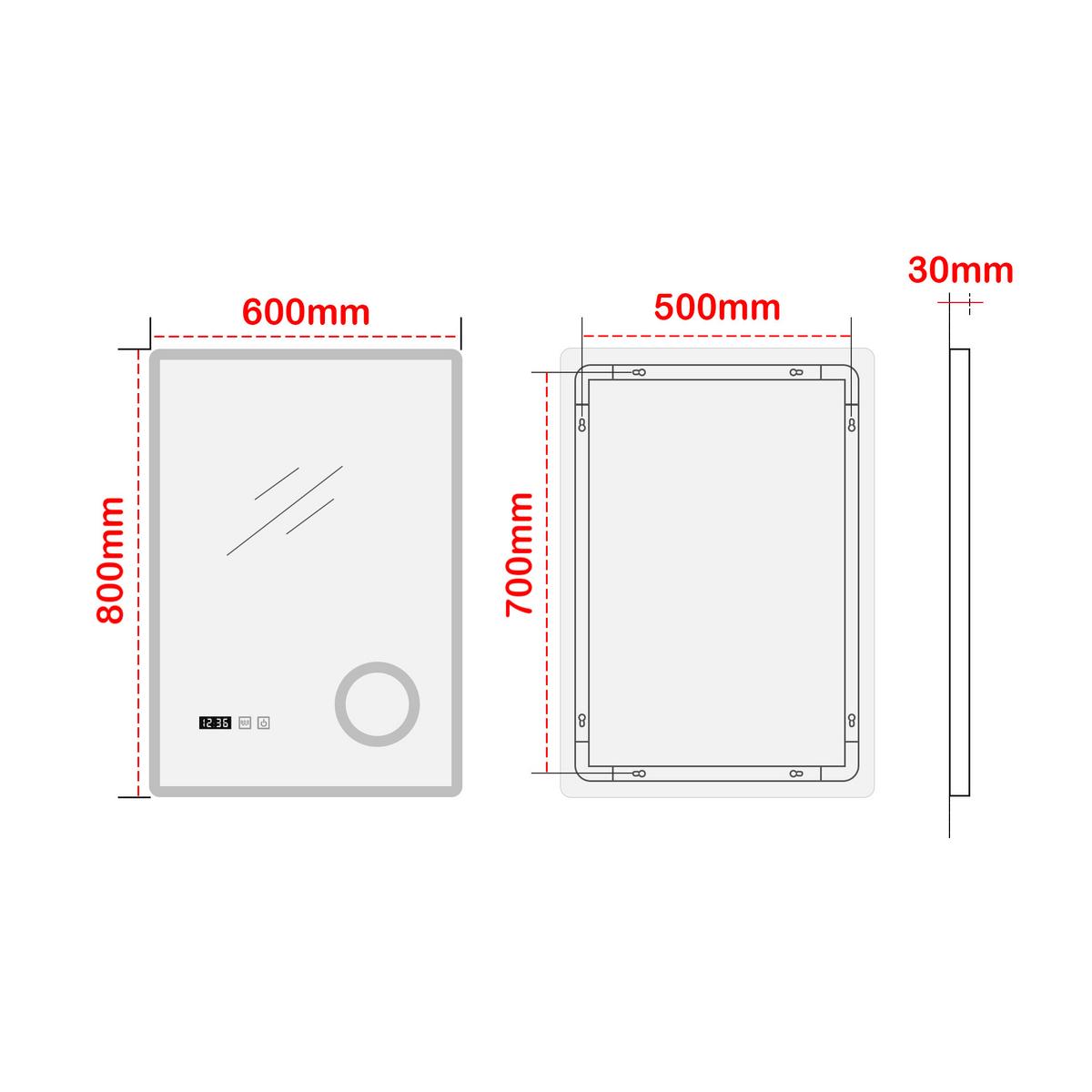 BADEZIMMERSPIEGEL Racale - Weiß, Glas/Metall (60/80/3cm) - pro.tec