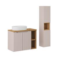 BADMÖBEL 80.4cm Riva 2er-Set Kaschmir und Holz - Beige, Holzwerkstoff (80.4/59.5/40cm) - Petits-meubles