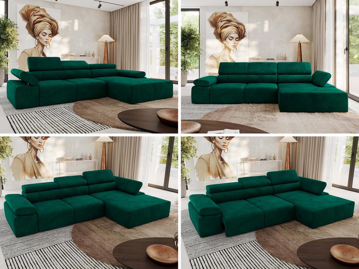 ECKSOFA RILASSO L Dunkelgrün Velvet - rechts - Dunkelgrün/Schwarz, Kunststoff/Textil (174/296cm) - MKS