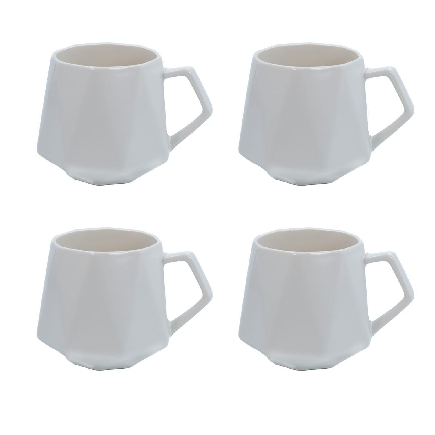 TEETASSE in Feinschliff Optik 350 ml (4-tlg.) - Weiß, Keramik (0.35L) - Intirilife