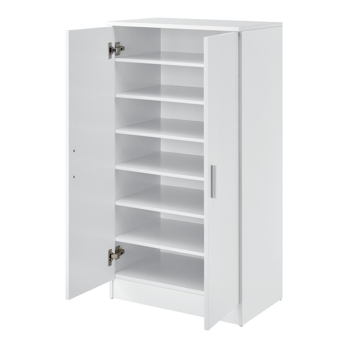 SCHUHSCHRANK Notribontaa - Weiß, Holzwerkstoff (55/108/35cm) - [en.casa]