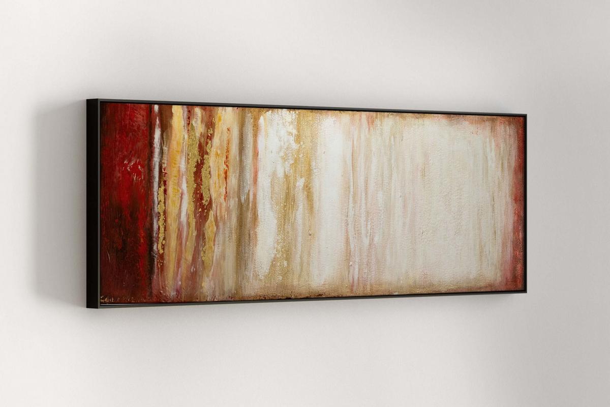 ACRYLBILD HANDGEMALT 150/50 cm - Rot/Braun, Holz/Textil (150/50cm) - KUNSTLOFT