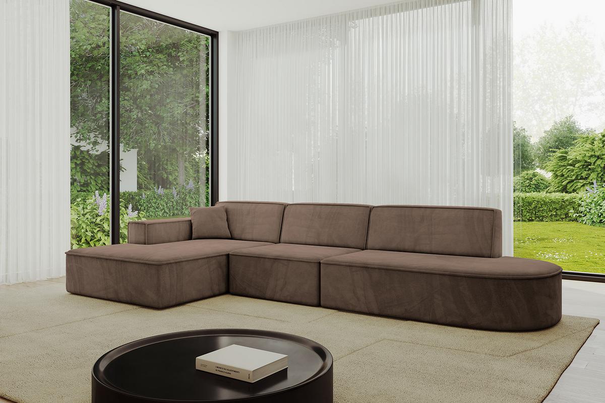 ECKSOFA Ottomane Links IREA-L2-v4 - 327x165x77 cm Braun - Braun, Holzwerkstoff/Textil (327/165cm) - ALTDECOR