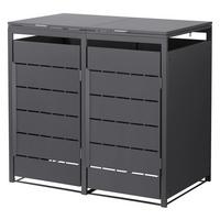 MÜLLTONNENBOX 2er 240L 132x80x120 cm Anthrazit aus Stahl wetterfest - Anthrazit, Metall (80/120/132cm) - ML-DESIGN