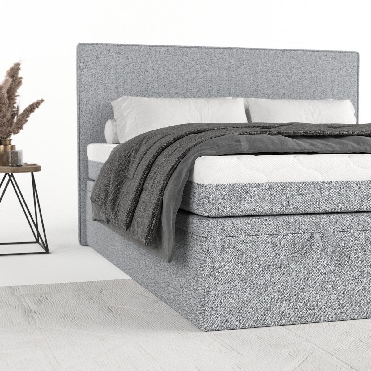 BOXBETT Zalla 160/200 cm Grau im Riva Stoff - Schwarz/Grau, Holz/Holzwerkstoff (160/200cm) - AltaBeds