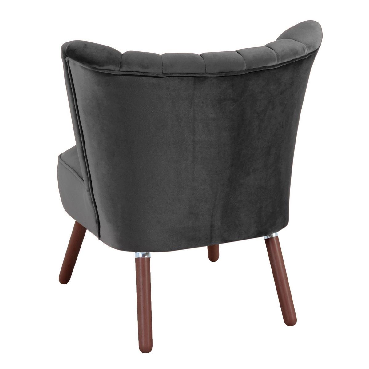 SESSEL Kadisha Bezug Samtvelours Buche nussbaum dunkel / anthrazit - Anthrazit, Kunststoff (70/80/66cm) - 58aufmkessel