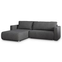 ECKSOFA TURIN N Grau Bucle-Stoff mit Schlaffunktion - Grau, Holz/Kunststoff (265/183cm) - MASSENO