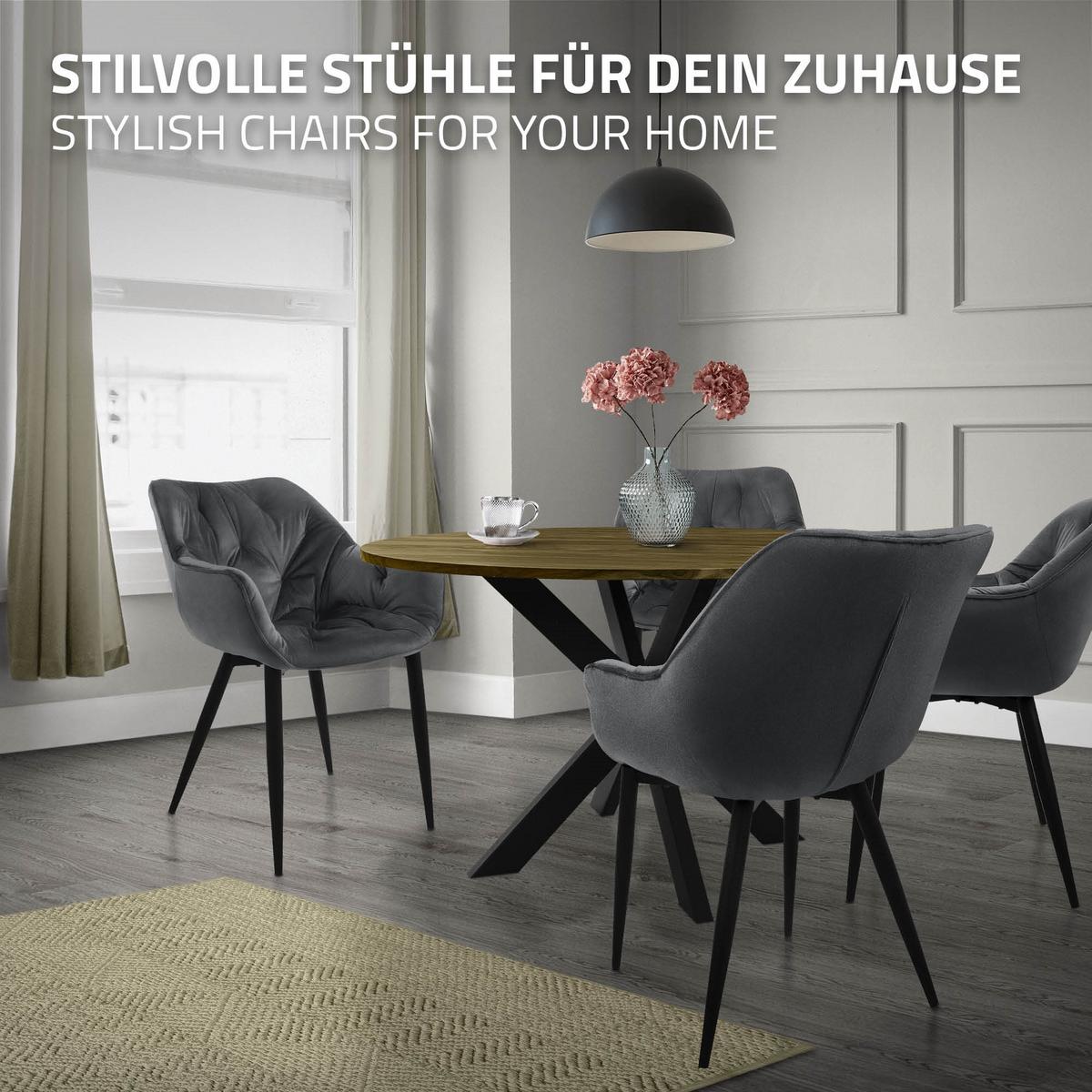 ESSZIMMERSTÜHLE 4er Set Anthrazit Samt - Anthrazit/Schwarz, Metall (67/83/59cm) - ML-DESIGN