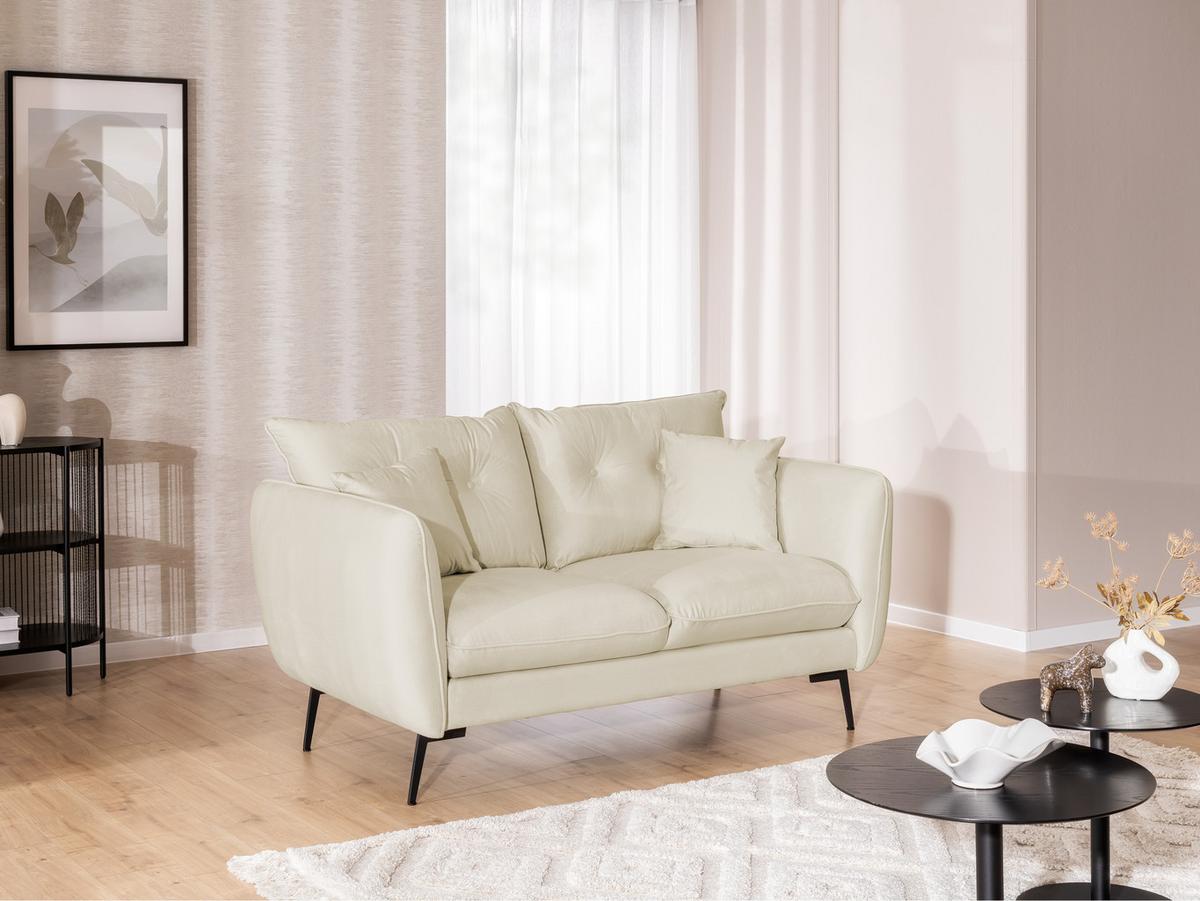 2-SITZER-SOFA Nordloft Beige Samt - Beige/Schwarz, Holz/Textil (174/86/100cm) - S-Style Möbel