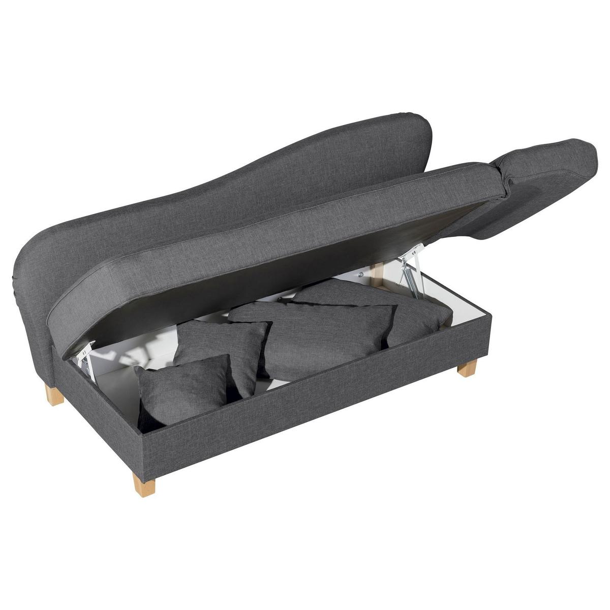 RECAMIERE mit Armteil rechts klappbar Katia Bezug Flachgewebe Buche natur / graphit - Graphitfarben, Kunststoff (190/82/88cm) - 58aufmkessel
