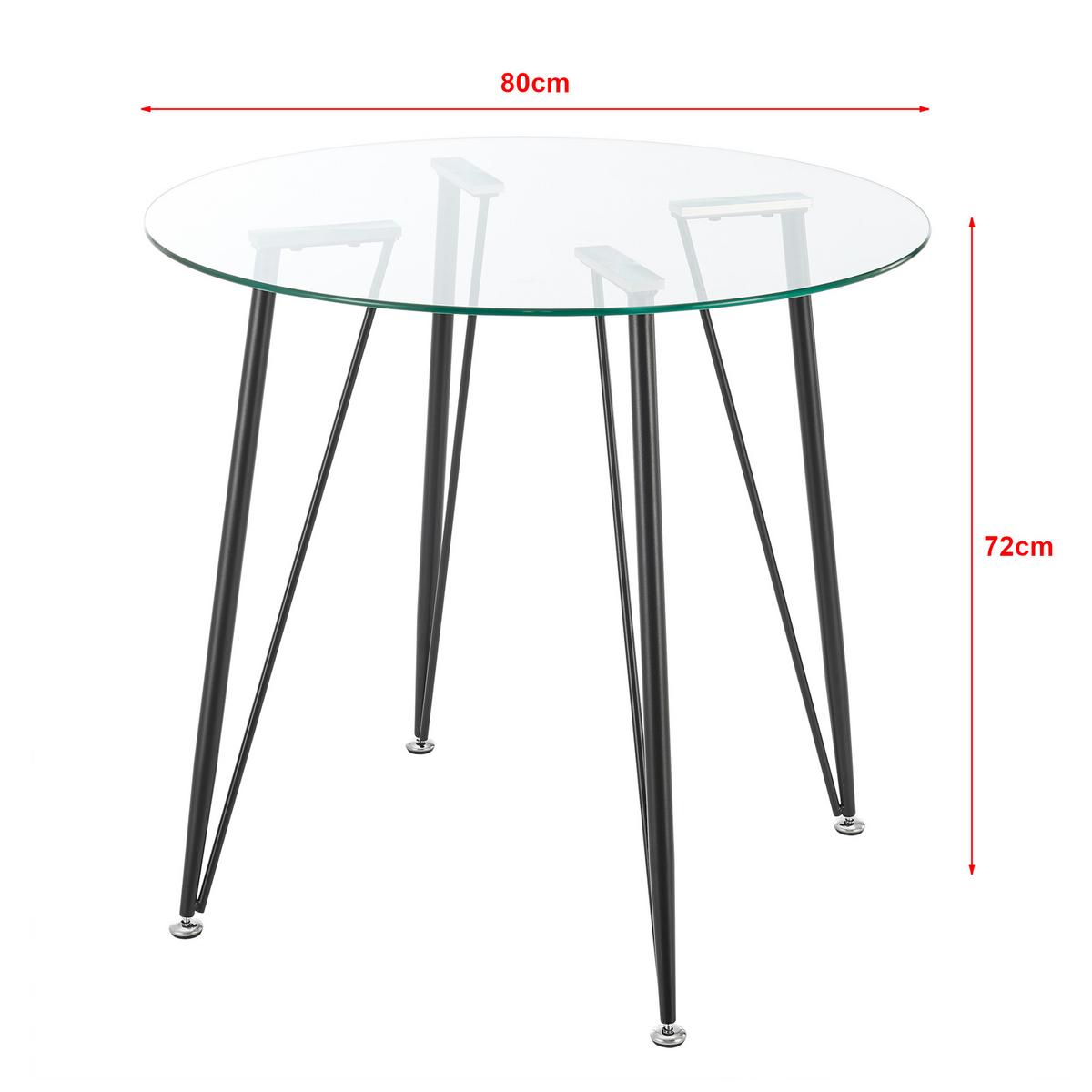 ESSTISCH Huittinen - Transparent/Schwarz, Glas/Metall (80/80/72cm) - [en.casa]