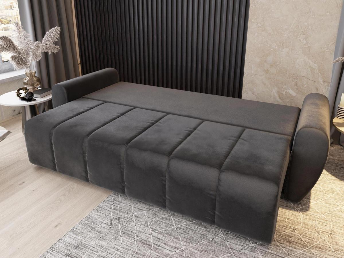 BETTSOFA MADISON Hellgrau Dünner Stoff mit Schlaffunktion - Hellgrau, Textil (242/82/80cm) - MASSENO