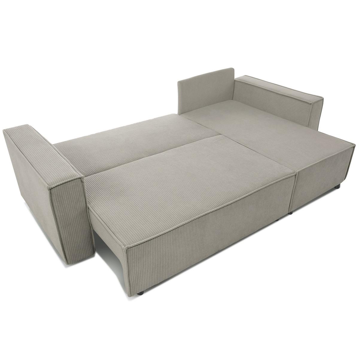 ECKSCHLAFSOFA Neapol mit Bettkasten, 255 cm, Cord-Stoff, Cappuccino - Schwarz/Cappuccino, Textil (256/148cm) - Beautysofa