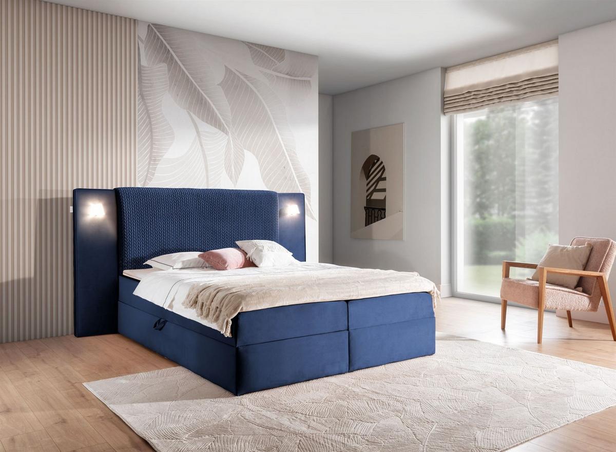 BOXBETT Marten überlänge Set.1 - Dunkelblau, Holzwerkstoff/Textil (160/220cm) - Fun Möbel