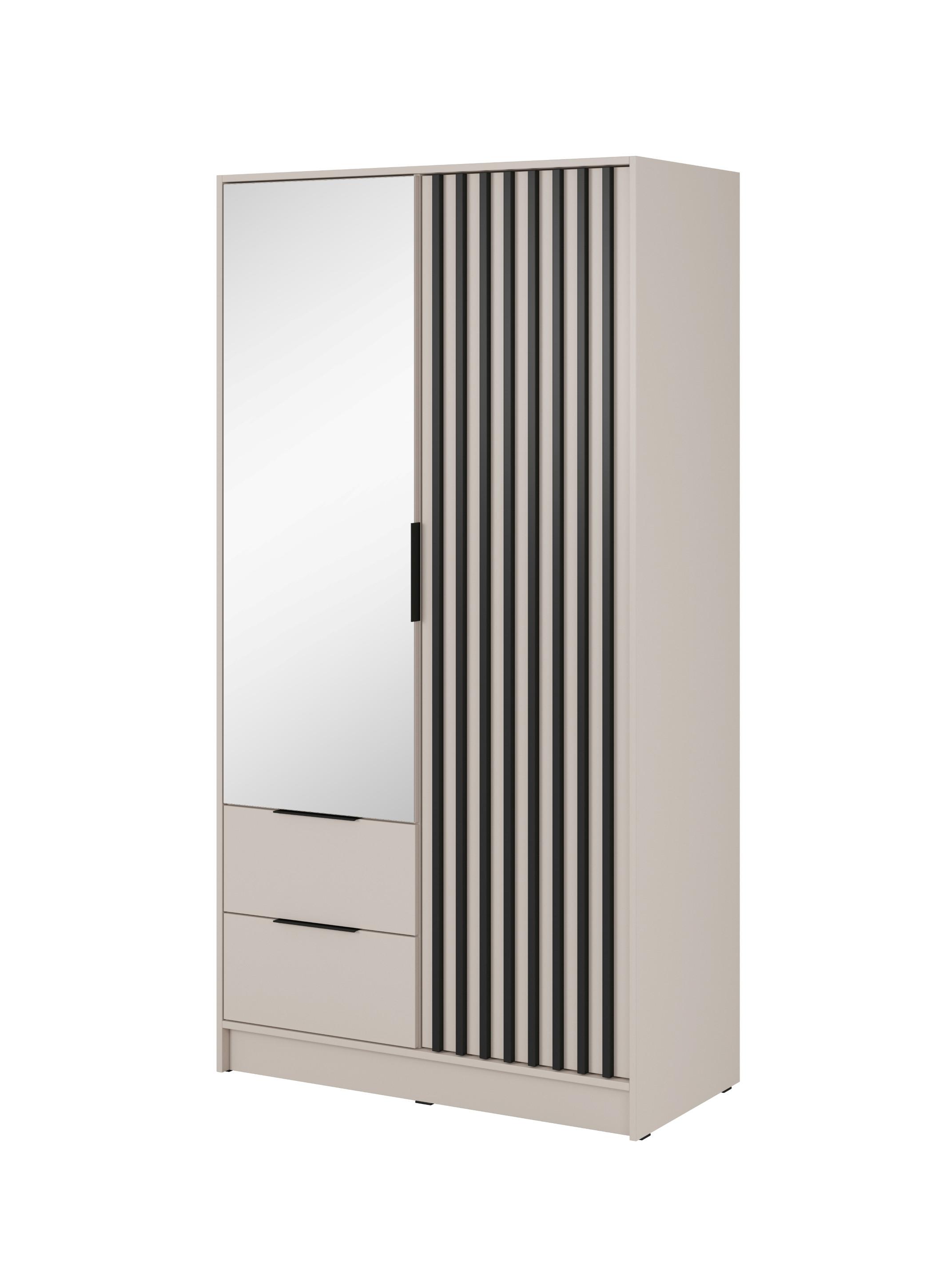 DREHTÜRENSCHRANK NELIANA 105/200/51 cm 2-türig mit Spiegel Kaschmir - Kaschmir, Holzwerkstoff (105/200/51cm) - MASSENO