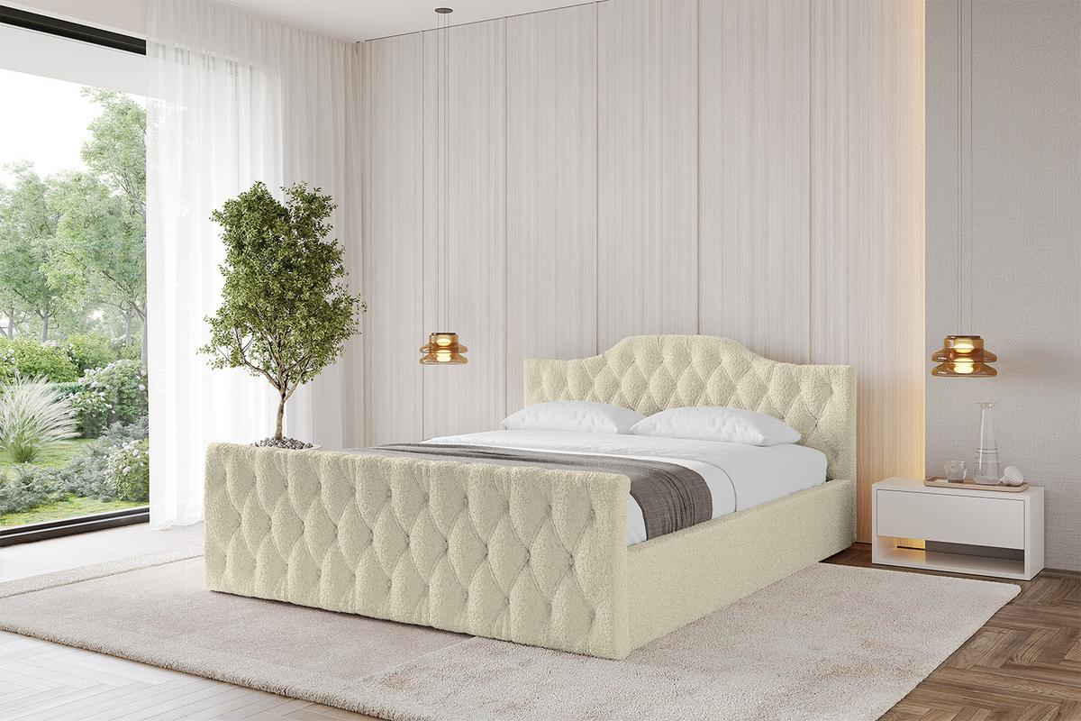 POLSTERBETT mit Bettkasten, Fußteil und Lattenrost, Boxbett mit Matratze H3/H4 - FALIO-Z-V1 120x200 Beige - Taupe, Holzwerkstoff/Textil (120/200cm) - ALTDECOR