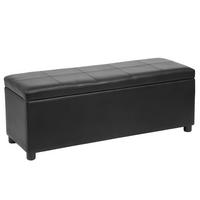 TRUHENBANK - Schwarz, Holz/Kunststoff (118/43/37cm) - [en.casa]