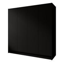 KLEIDERSCHRANK Mono Grifflos im Skandi-Stil, Schwarz 200/200/51 cm - Schwarz, Holzwerkstoff (200/200/51cm) - WFL GROUP