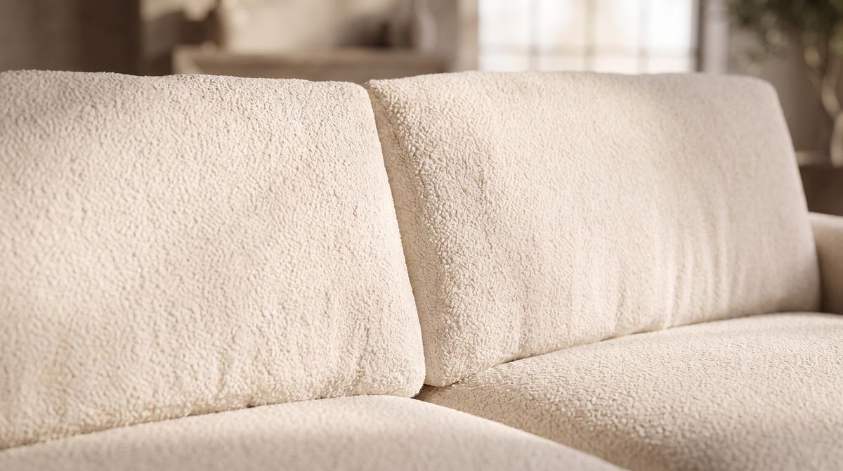 SOFA MARLIN Beige Bouclé - Beige/Schwarz, Kunststoff/Textil (262/80/100cm) - KAWOLA