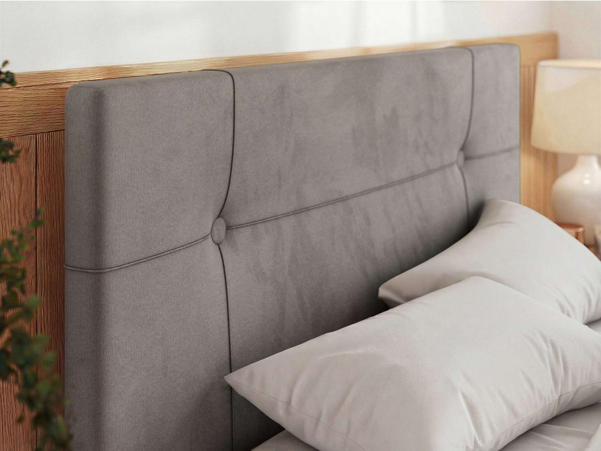 POLSTERBETT CALERIO CLASSIC 180/200 - Hellgrau Velvet - Matratze Pocket - Hellgrau/Schwarz, Kunststoff/Textil (180/200cm) - MKS