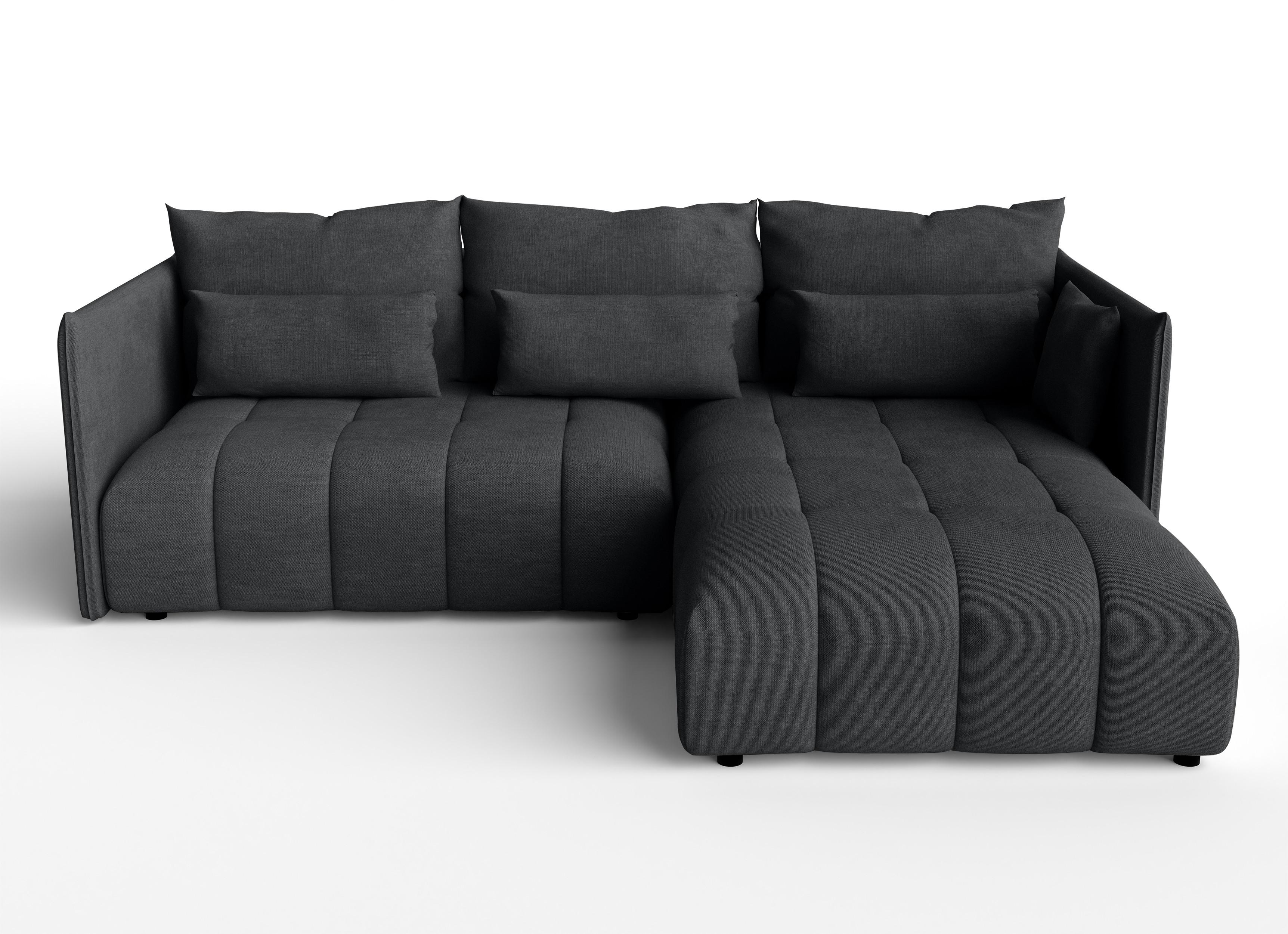 ECKSOFA L Form Cosmova Grau 248/180/83 cm mit Schlaffunktion - Schwarz/Grau, Kunststoff/Textil (248/180cm) - AX Living