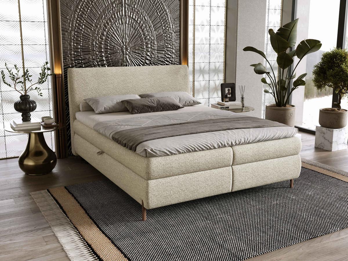 BOXBETT Evia - H3 - Naturfarben/Braun, Holzwerkstoff/Textil (180/200cm) - MIRJAN24