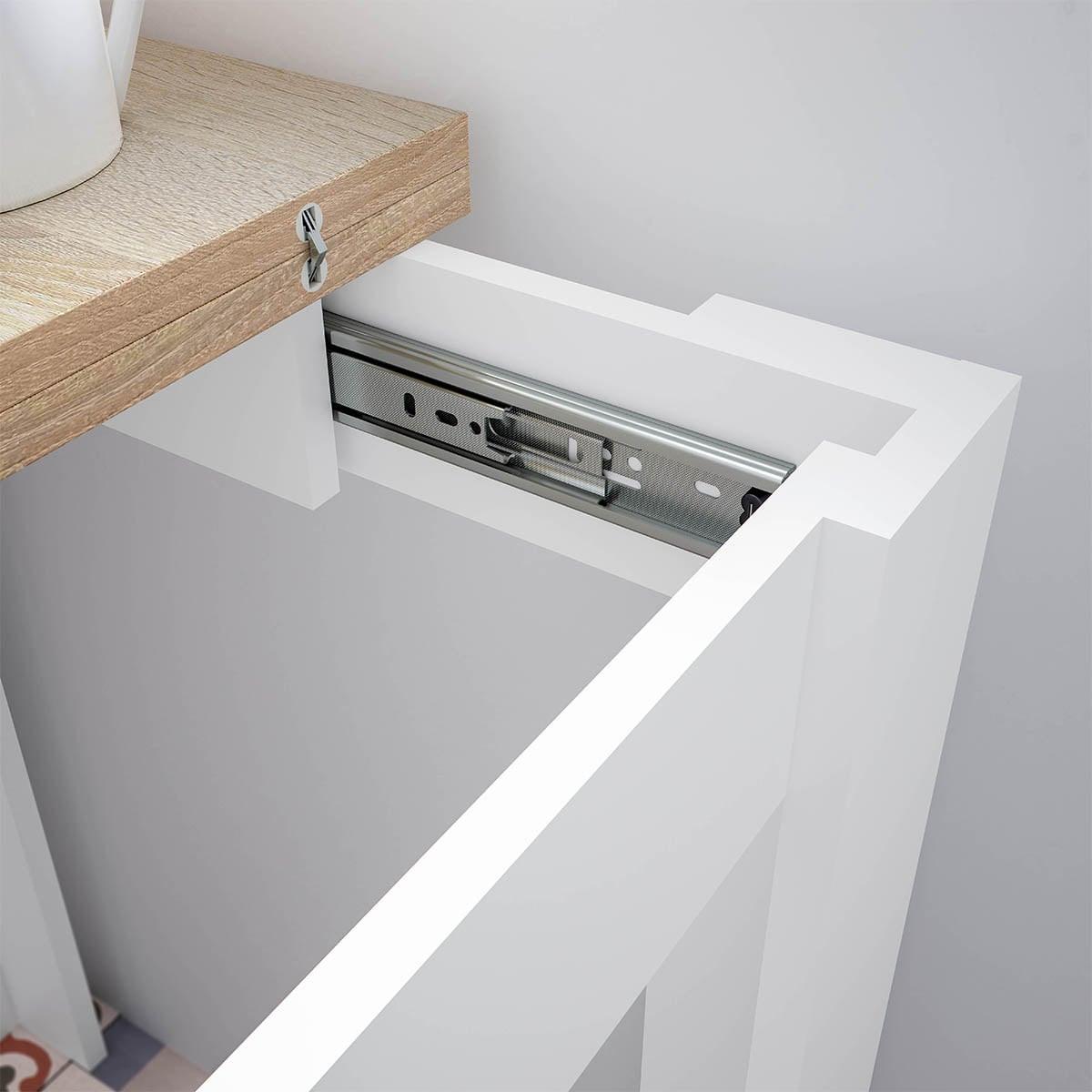 TISCH ausziehbarer Klappsystem in Buchform 67/67/79 cm - Weiß, Holzwerkstoff (7.9/67/79cm) - Calicosy