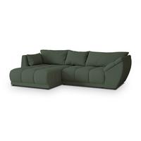 ECKSOFA ORENTI L-S Grün Boucle-Stoff mit Schlaffunktion - Grün, Holz (287/182cm) - MASSENO