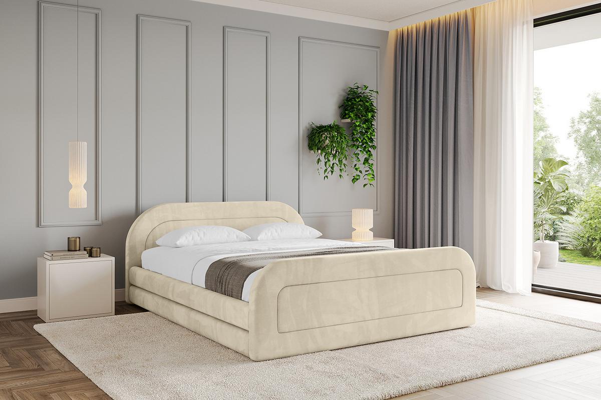 POLSTERBETT mit Bettkasten, Fußteil und Lattenrost, Boxbett ohne Matratze - LERIS-v1-Z 180x200 Beige - Ecru, Holzwerkstoff/Textil (180/200cm) - ALTDECOR