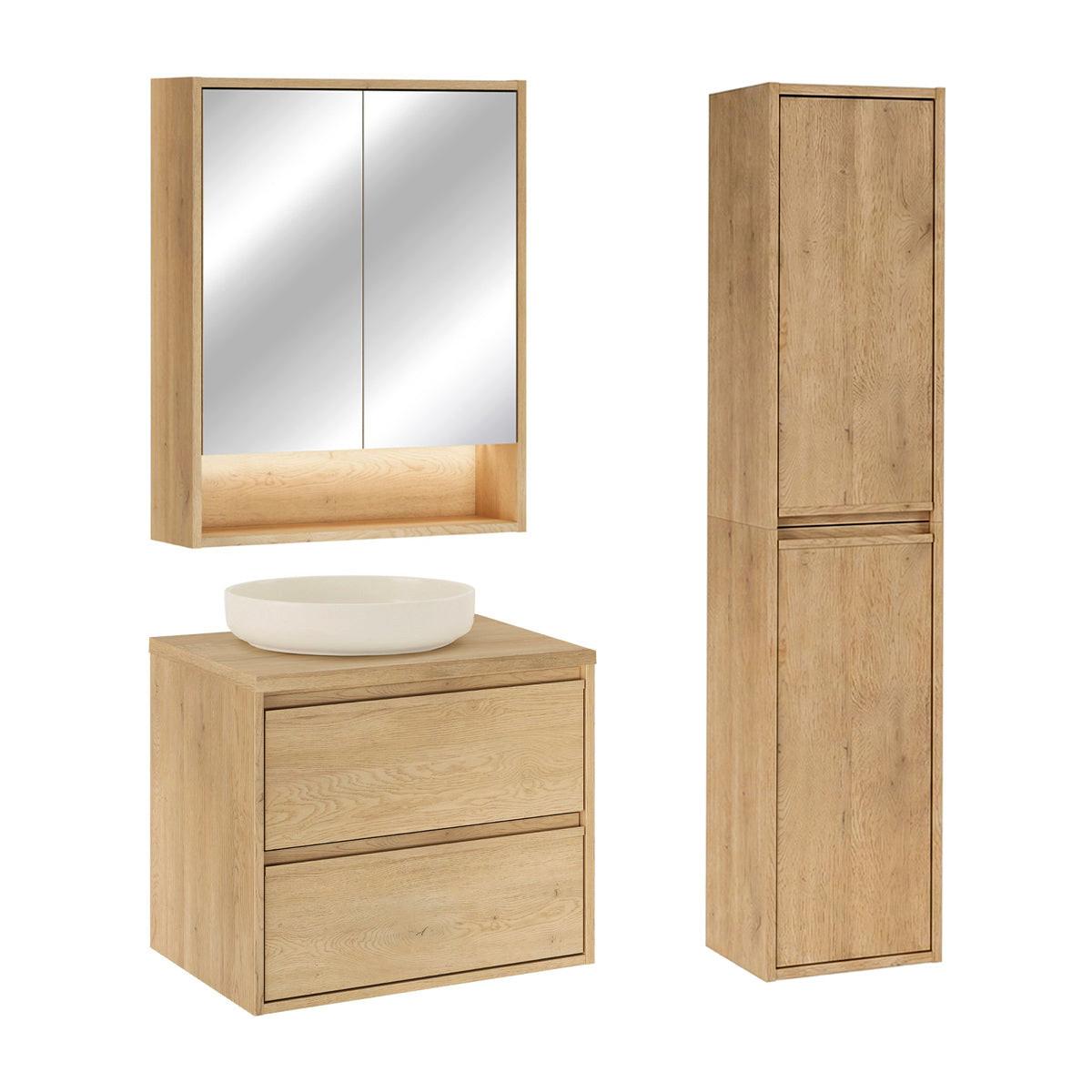 BADMÖBEL 60cm Edmé 2er-Set Holz - Braun, Holzwerkstoff (60/52.2/46cm) - Petits-meubles