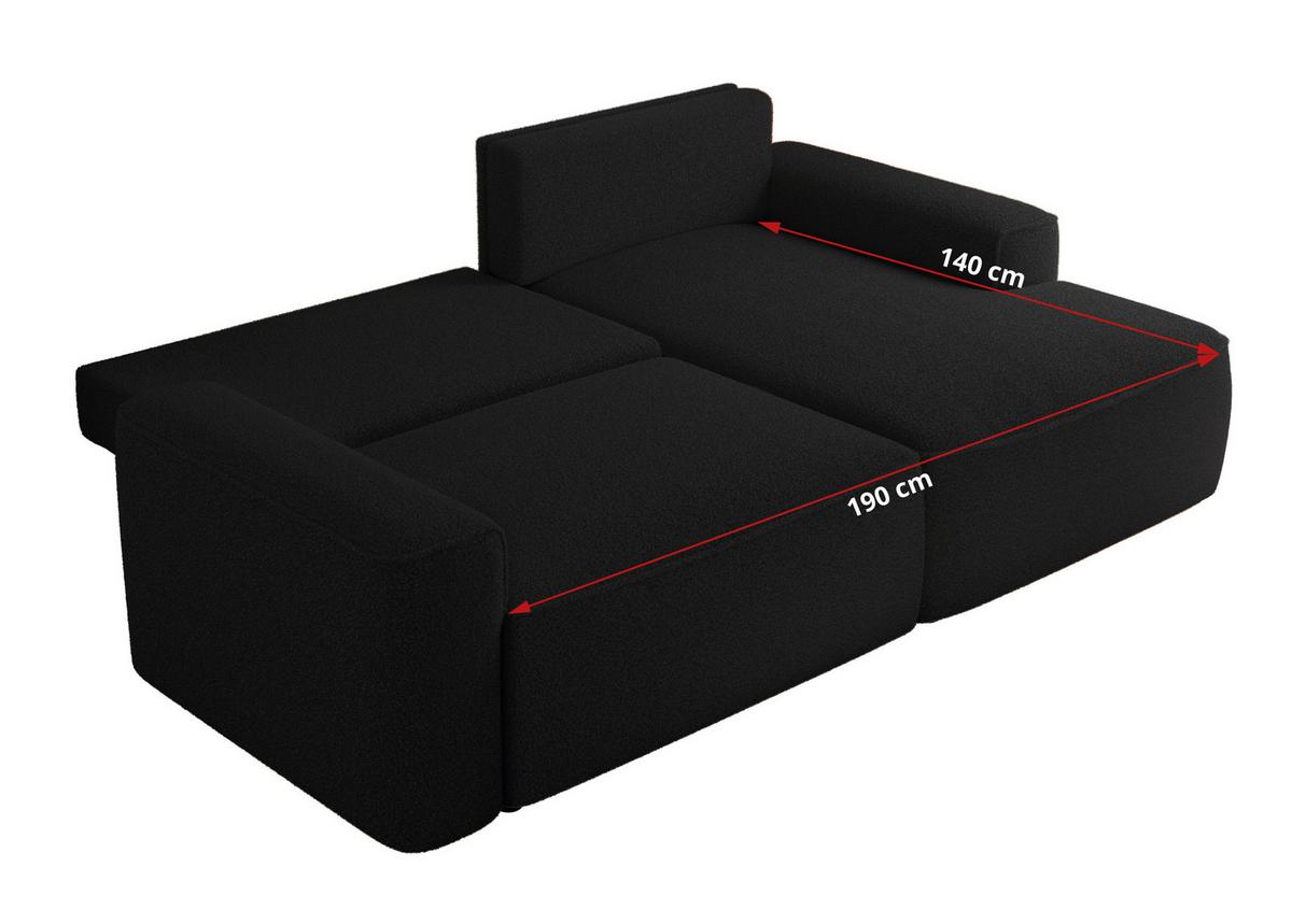 ECKSOFA BELLUNO L Schwarz Boucle - Links - Schwarz, Textil (144/233cm) - MKS