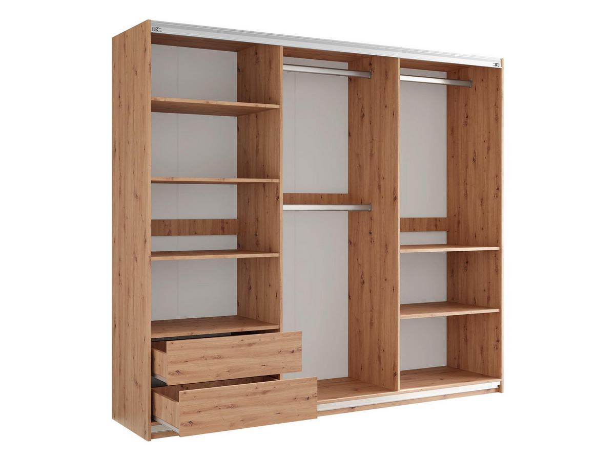 SCHIEBETÜRENSCHRANK Sinatra 250 - Schwarz/Eiche Artisan, Holzwerkstoff/Metall (250/215/65cm) - MIRJAN24
