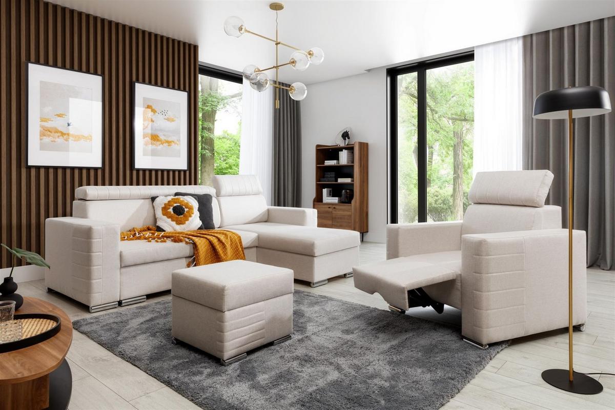 ECKSOFA Canton In Liverpool - Creme, Holzwerkstoff/Textil (260/173cm) - Fun Möbel