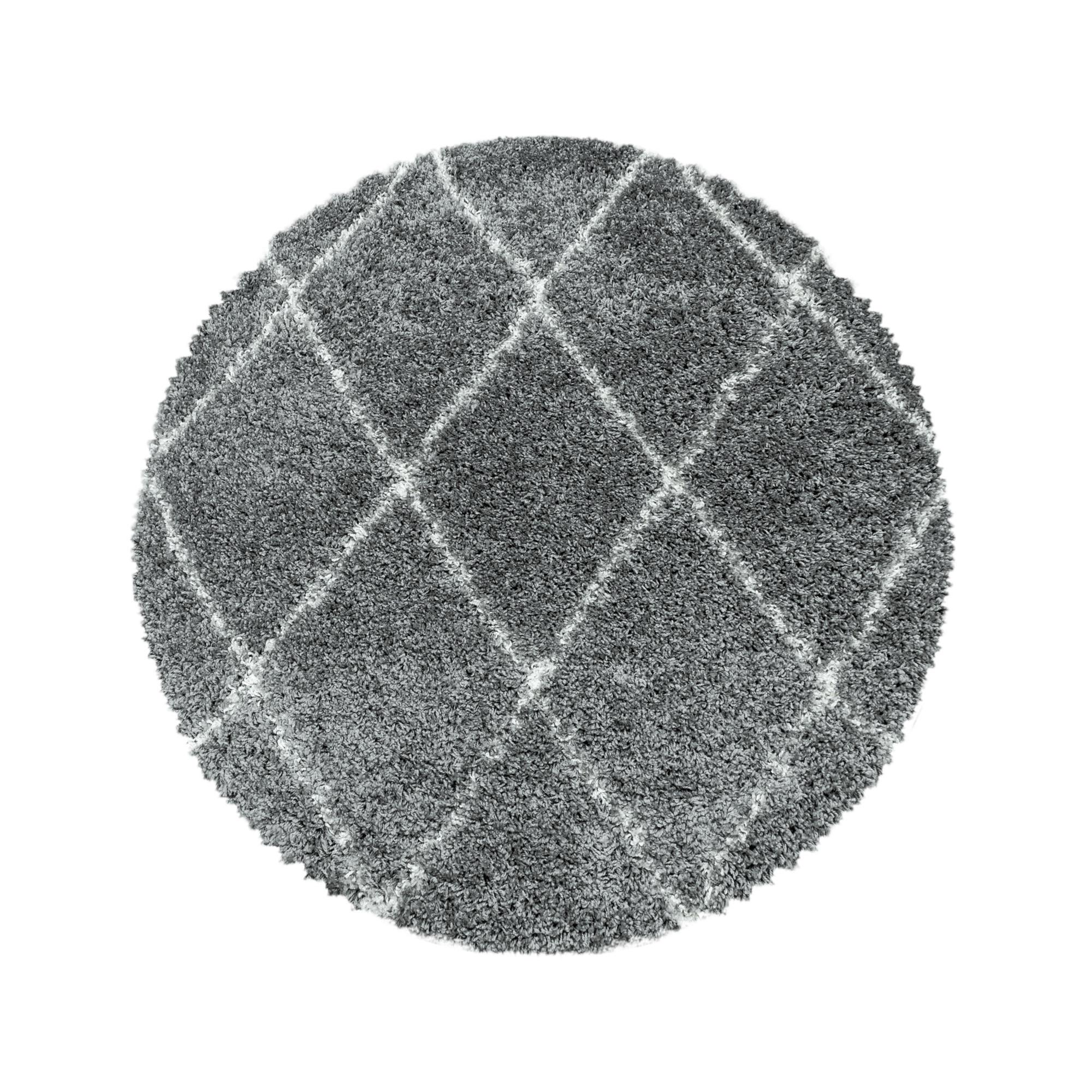 HOCHFLORTEPPICH DOLOMIT, geometrisch, Grau, Ø 160 cm - Grau, Textil (160/160cm) - KADIMA DESIGN
