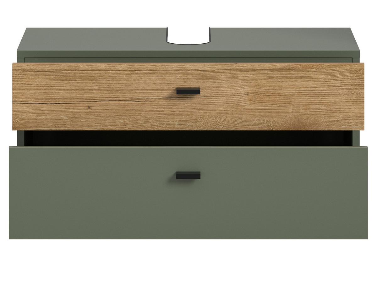 WASCHBECKENUNTERSCHRANK grün, Eiche Evoke 75 cm, Badschrank hängend - Eichefarben/Grün, Holzwerkstoff/Kunststoff (75/35/35cm) - Inn.Furn