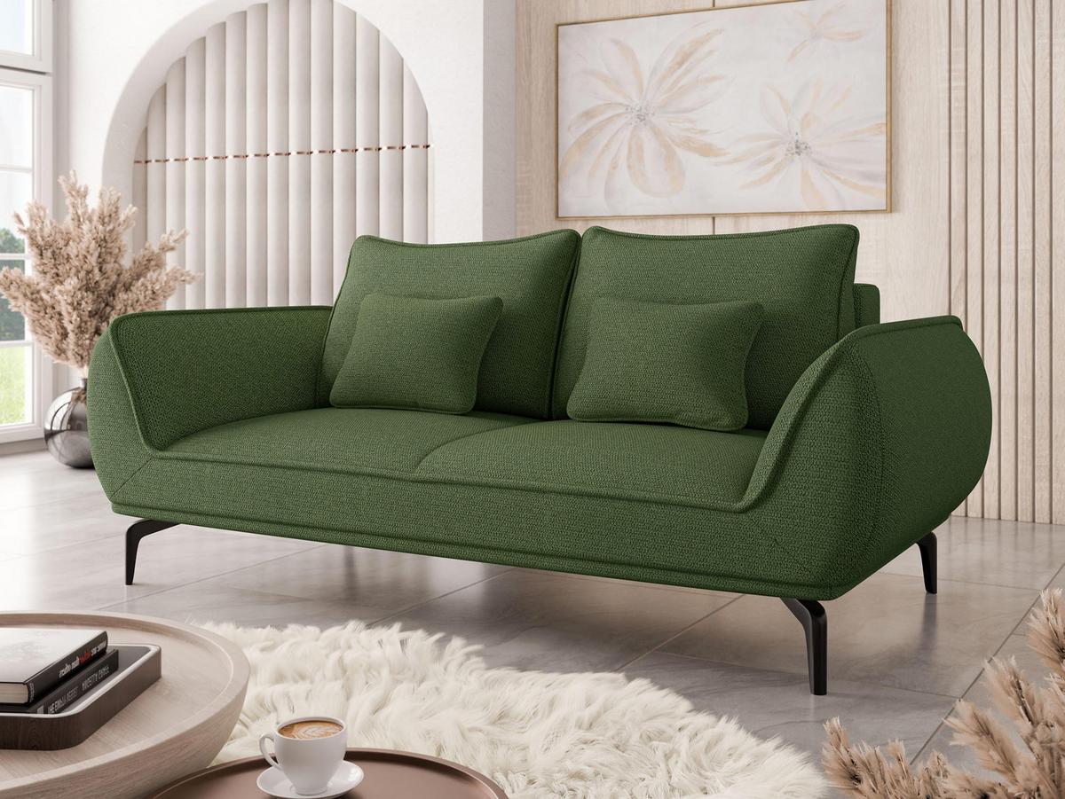 SOFA Cavo 2 - Schwarz/Grün, Holz/Textil (208/86/118cm) - MIRJAN24